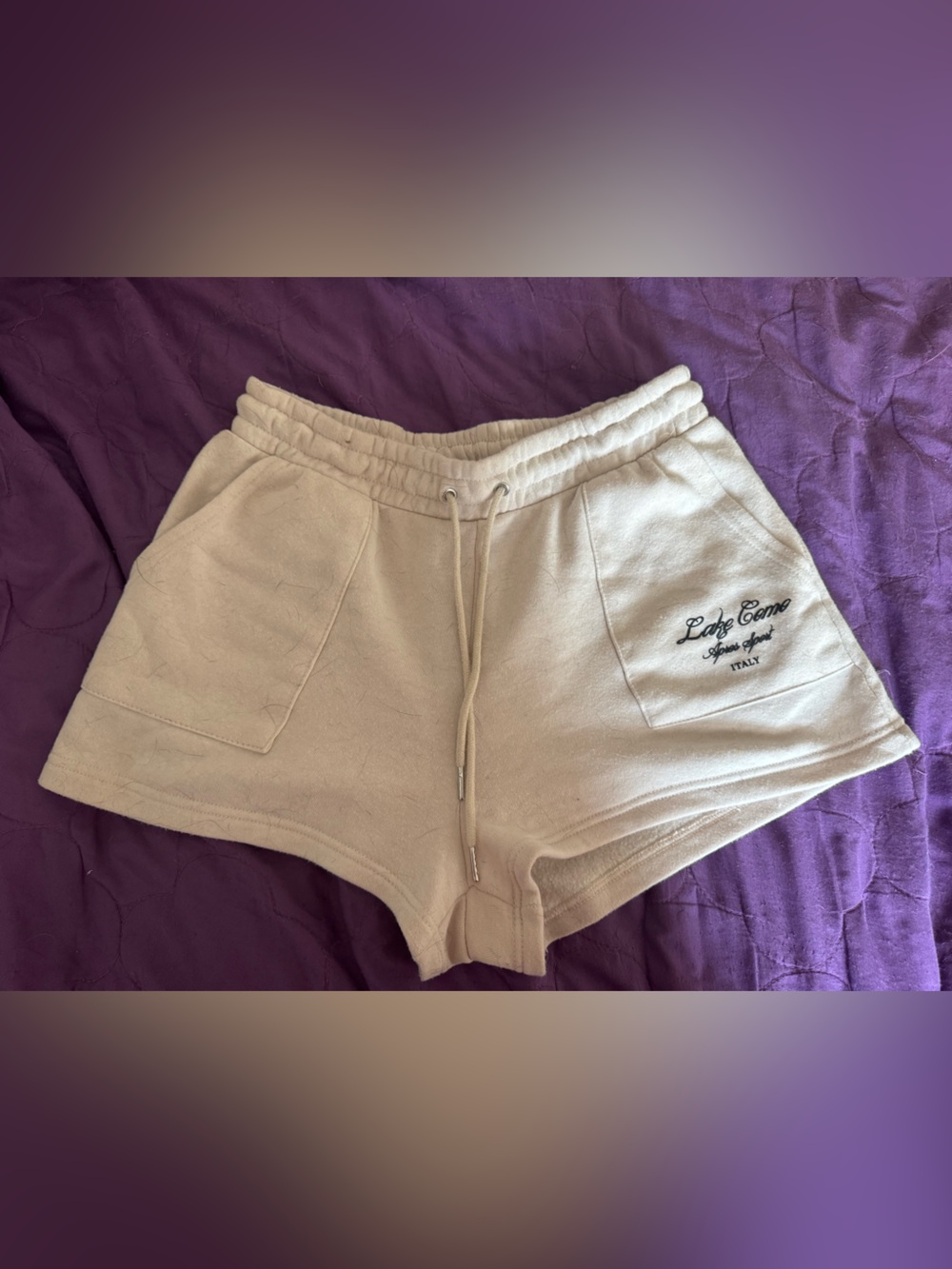 Light Cream Women's Sweat Shorts with Pockets